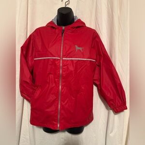 The Black Dog Childs Sz L Reflective Stripe Hooded Lined Windbreaker Unisex